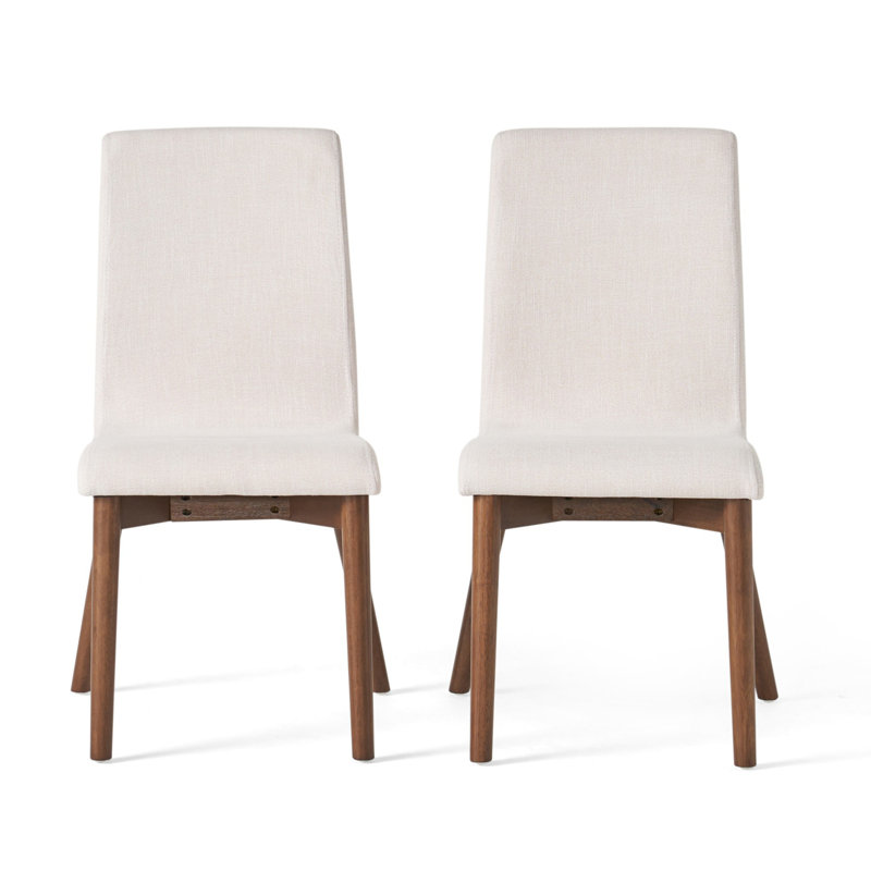 Edgware 18.25'' H Fabric Upholstered Side Chair, Light Beige, Walnut