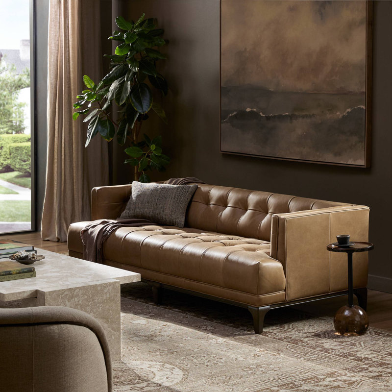 Dylan Sofa-78"-Rider Black, Palermo Drift Genuine Leather