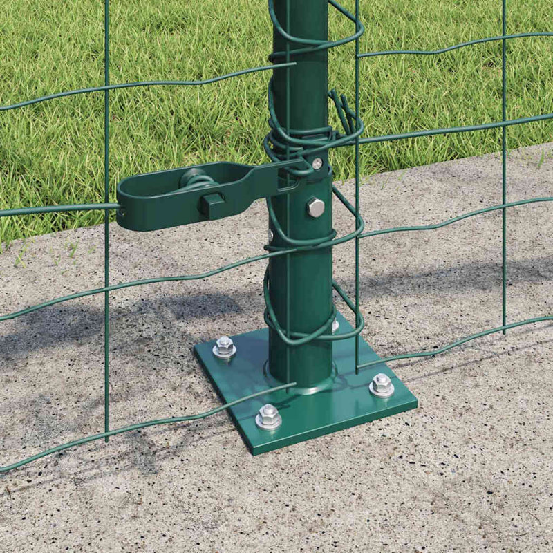 Vidaxl Fence With Posts Steel, 60cm H x 2500cm W x 3.2cm D, Green