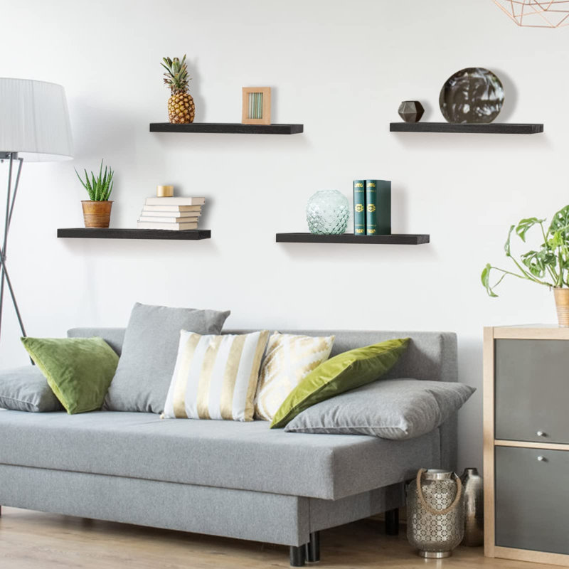 Fein 4 Piece Floating Shelf, Black