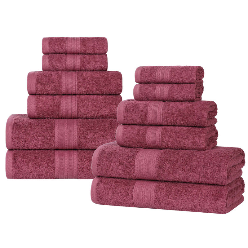 100% Cotton Sustainable Multi-Size Towel Set, Rosewood
