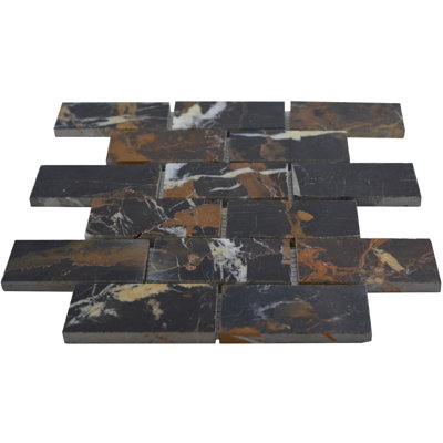 Échantillon - Carrelage mural en mosaïque pour mur et plancher en pierre naturelle brique 2 po x 4 po Michael Angelo