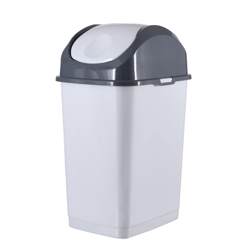 Petite poubelle en plastique Superio 2,5 gallons avec couvercle pivotant, poubelle pour dessous de bureau, bureau, chambre à coucher, salle de bain - 10 pintes, beige / brun (blanc fumée / gris)