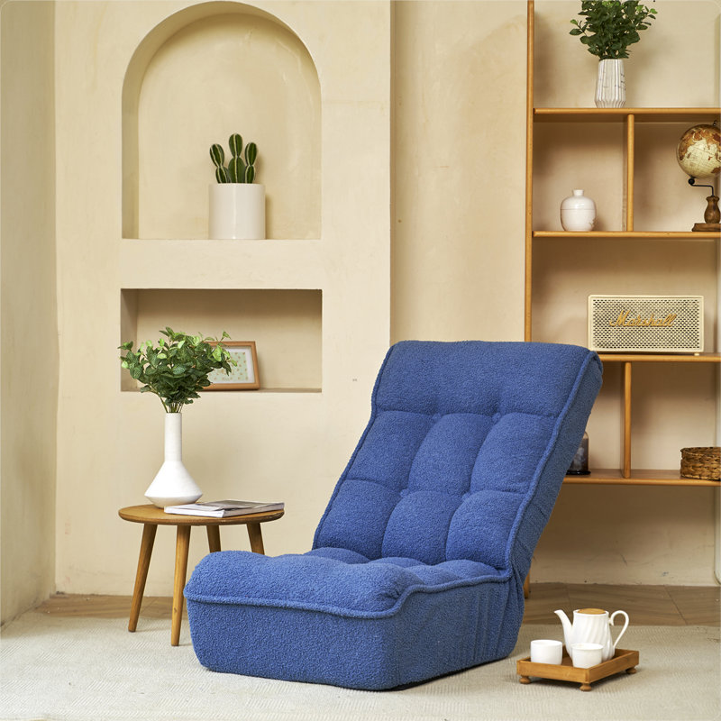 Fauteuil inclinable rembourré Lovetts, Bleu 100% coton