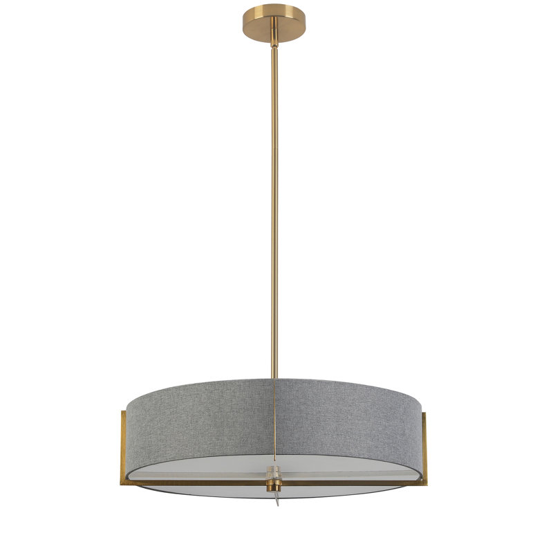 Preston 4 Light Incandescent Pendant, Aged Brass, Gray