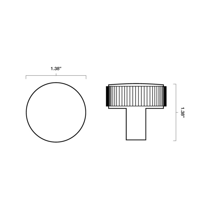 Ribbed Circle Knob, Matte Black