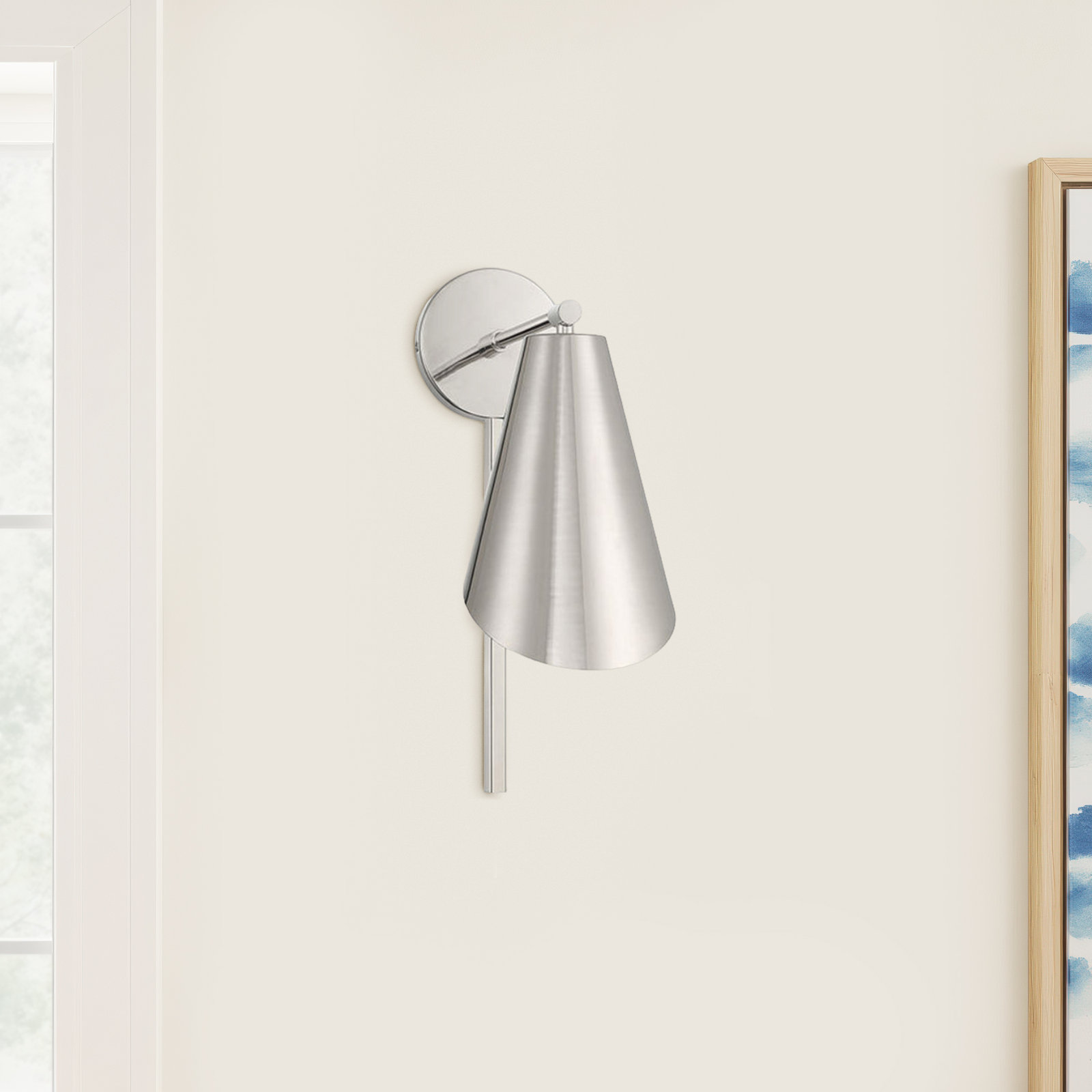 Single Light Armed Sconce, Polished Nickel