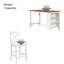 Ensemble de table de salle à manger 5 pièces à hauteur de comptoir avec 4 chaises, style rustique rustique, en bois massif blanc éclatant, table rectangulaire avec 3 tablettes de rangement