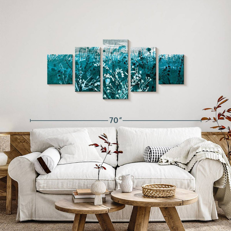 Feuillage de paysage bleu sarcelle, H 24 po x l 55 po
