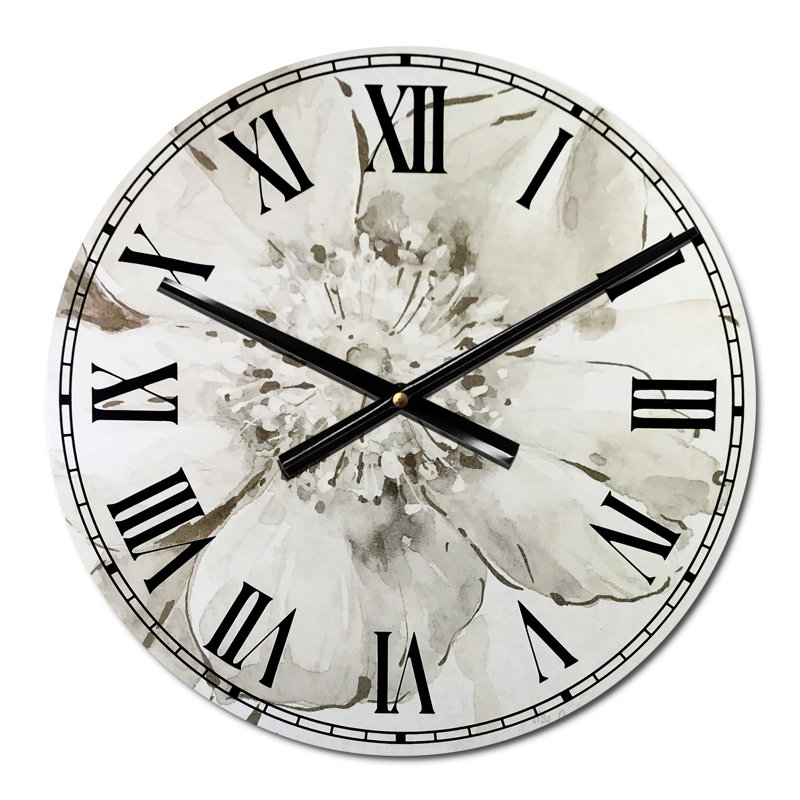 Indigold Grey Pivoines III - Horloge murale traditionnelle, Petit