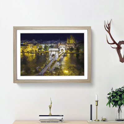 Chain Bridge in Budapest Hungary in Abstract - Picture Frame Graphic Art Print