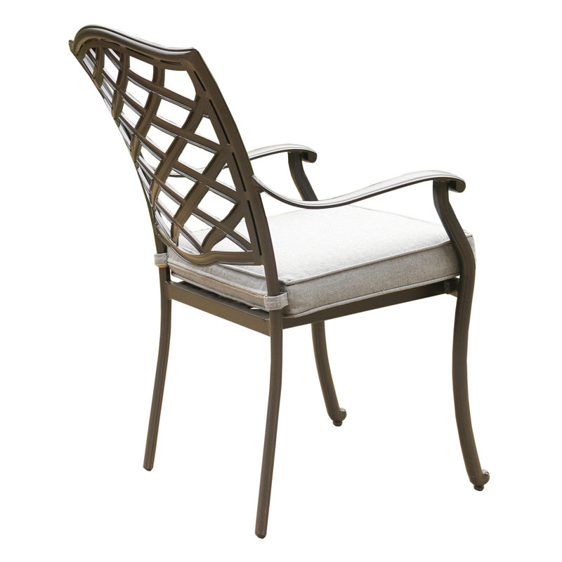 Chaise de patio d'extérieur en aluminium avec coussin, ensemble de 2 chaises de cuisine