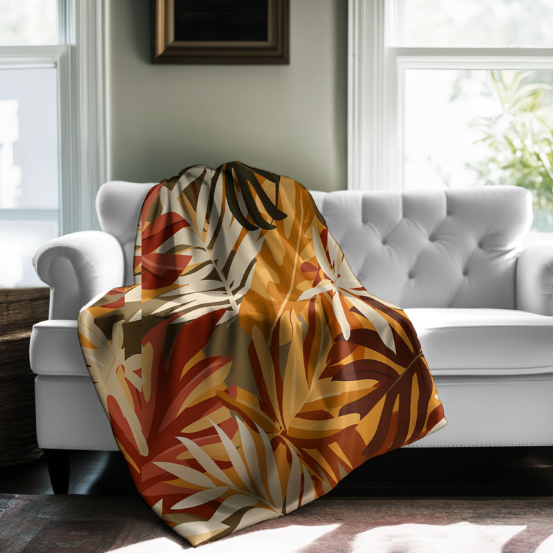 Trio de feuilles fantaisistes - couverture Sherpa de qualité supérieure 1 pièce, Throw