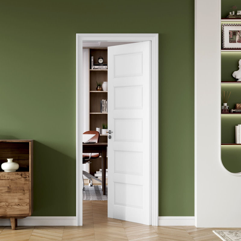 Porte battante en bois manufacturé à 5 panneaux, 30 po x 80 po