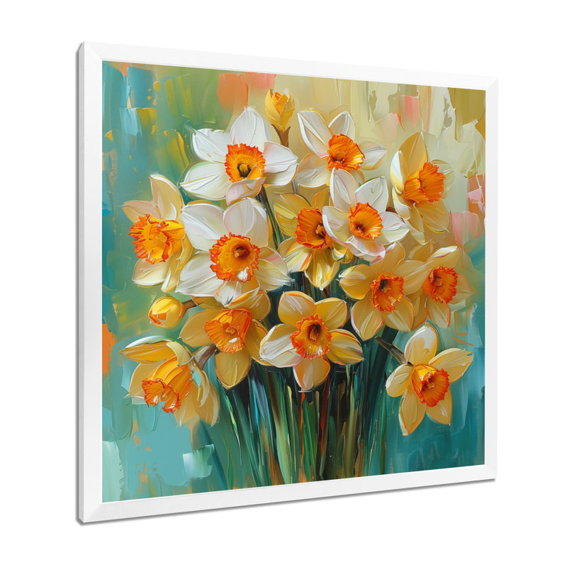 Décoration murale Bloom, orange, nature morte, jonquilles I - Jonquilles, Sans cadre, métal, H 30 po x l 30 po