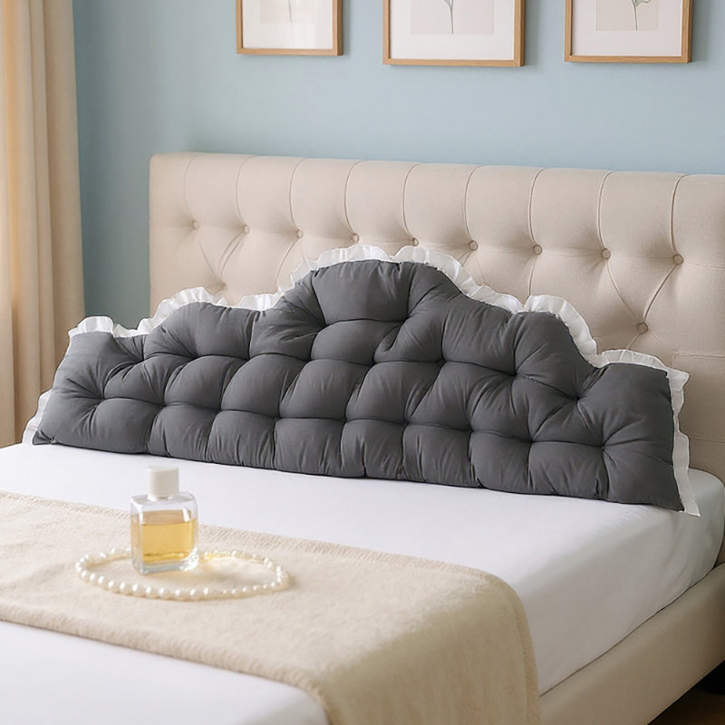 Upholstered Headboard Pillow, Dark Grey