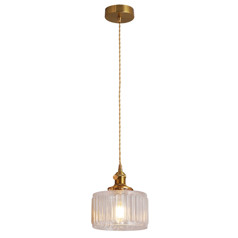 Vintage Clear Glass Pendant Lamp Retro Chandelier Hanging Light Ceiling Lamp E27, Clear
