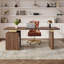 Walnut Wood Desk With Built-In Power Outlet Storage Drawers And Open CPU Compartment