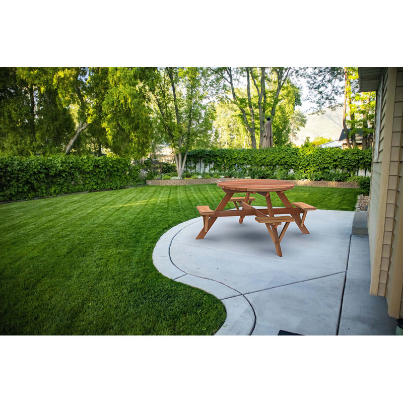 Jack & June Circular Cedar Picnic Table, Weather-Resistant Outdoor Table for Kids, Perfect for Backyard Picnics and Activities