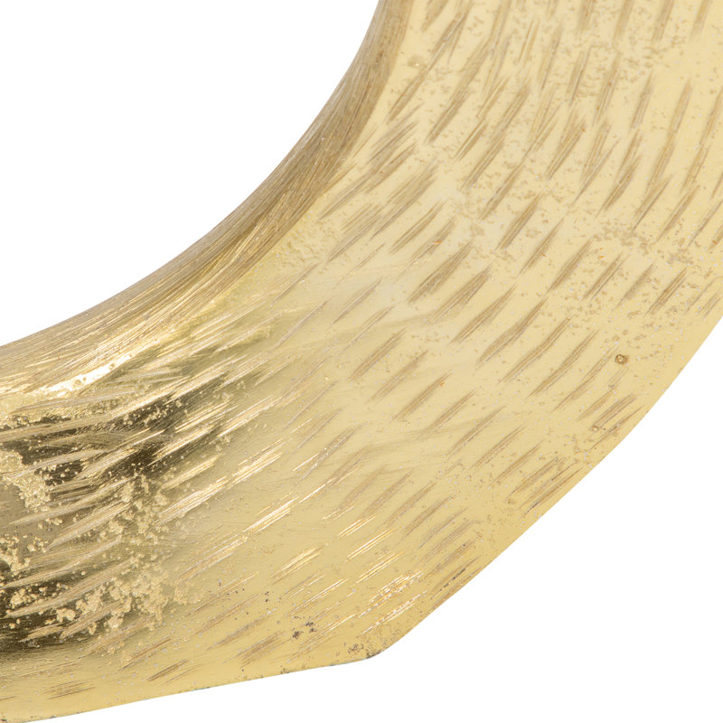 Aluminum Vase with Circular Cut-Out Design and Textured Surface., Gold, 11" H x 12" W x 2.25" D