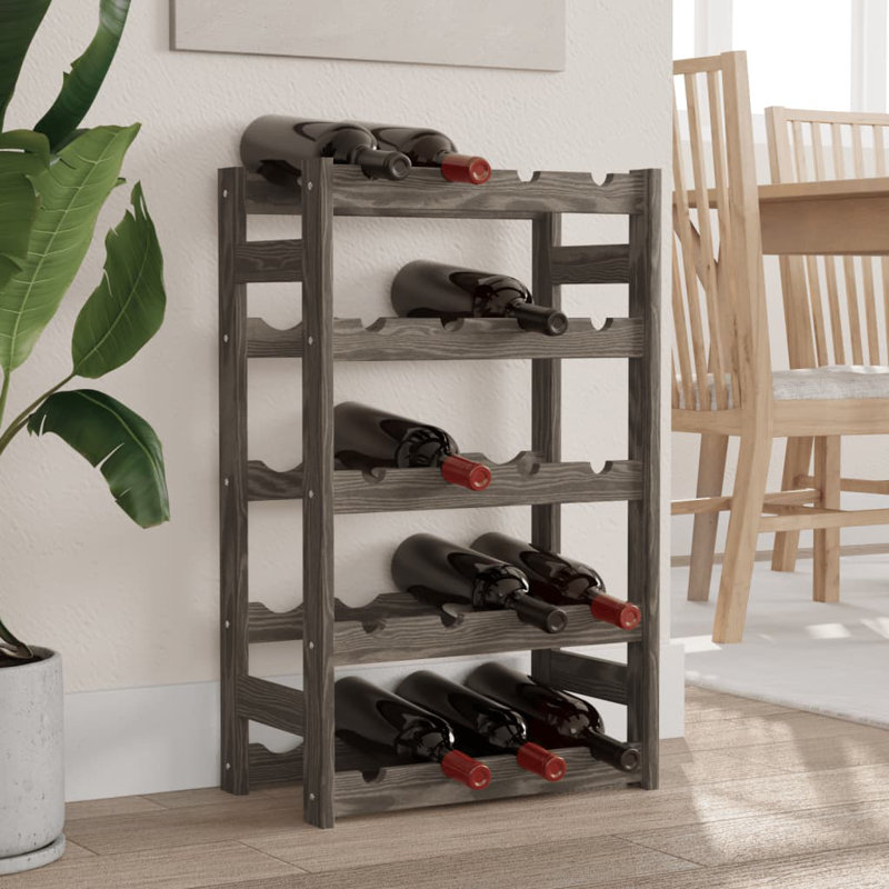 Najmul 20 - Bottle Solid Wood Wine Bottle Rack, 102cm H x 62.5cm W x 25cm D, Grey