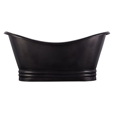 Raye 71" Copper Soaking Pedestal Freestanding Tub with Pre-Drilled Overflow Hole and Rolled Rim