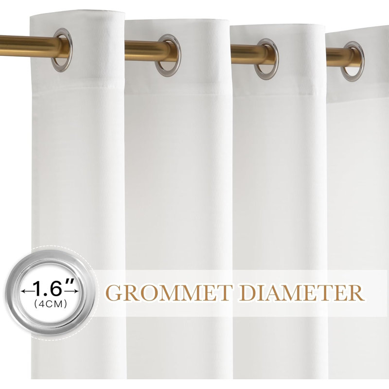  White Sheer Curtains Privacy Non See Through Drapes for Bedroom Living Room, 2 Panels Light Filtering Grommet Top Semi Sheer Curtains for Nursery