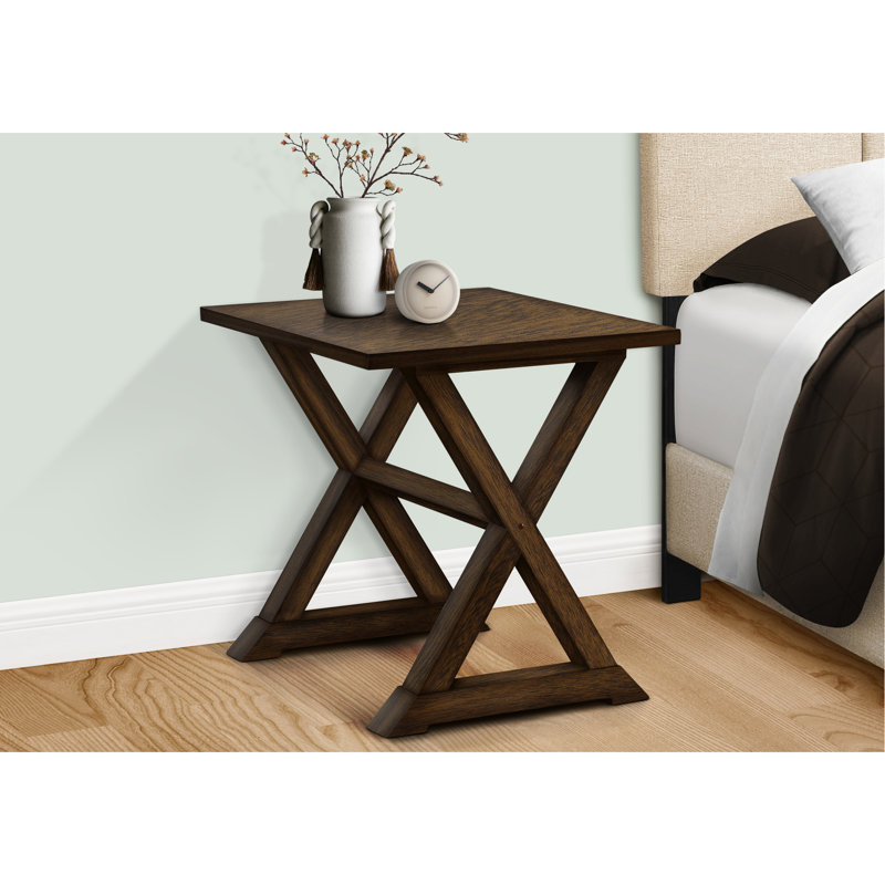 Table d'appoint carrée en placage brun, table d'appoint transitionnelle pour la chambre à coucher et le salon, table de chevet spacieuse, pièce d'assemblage / extrémité de chambre à coucher facile à assembler