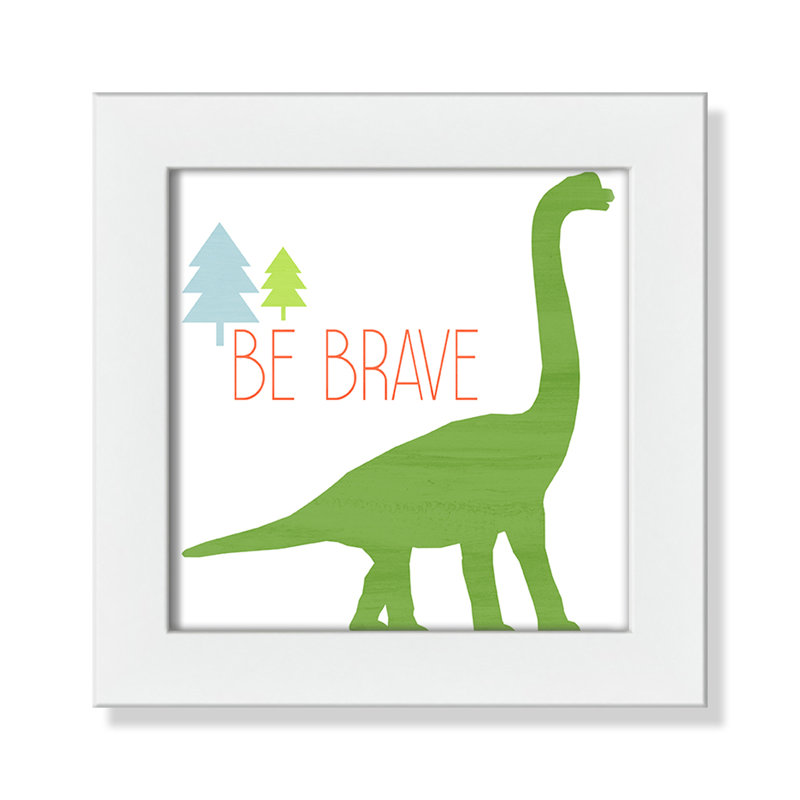 Dino Brave 1 ', art encadré, H 8 po x l 8 po x P 0,6 po, Encadré plat blanc