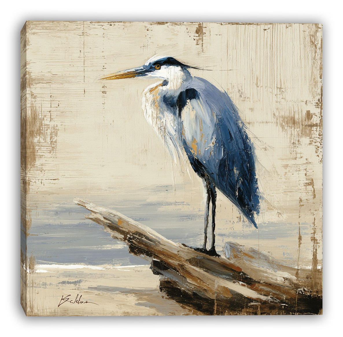 Highland Dunes Marsh Echo Heron Wrapped Canvas Wall Art | Wayfair