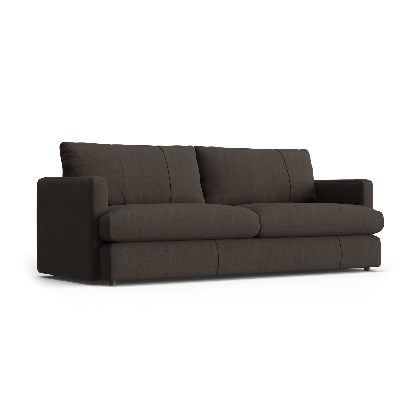 Fletcher 93" Genuine Leather Recessed Arm Sofa, Dark Brown Genuine Leather