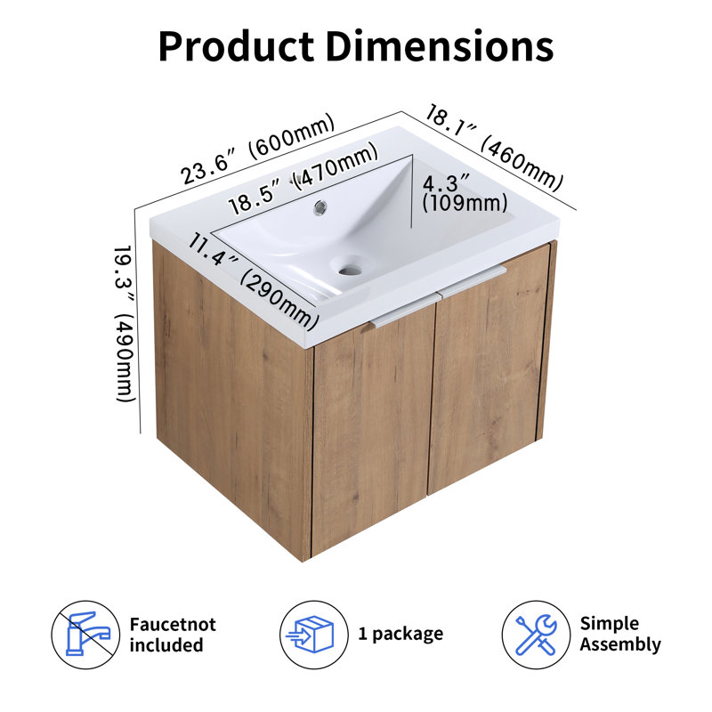 Meuble-lavabo flottant 24 po Unitas, 24"
