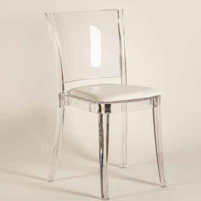 Cristalia Transparent Dining Chair With Ivory Leather Seat (Made in Italy)