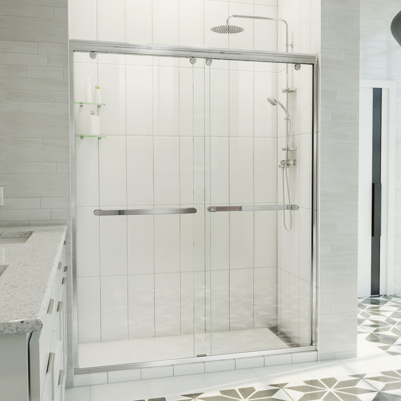 Porte de douche sans cadre Charisma-X Bypass avec technologie de traitement du verre ClearMax, Chrome, 60"