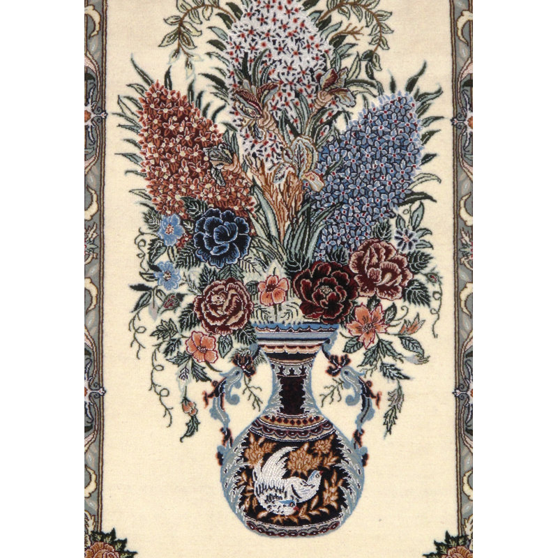 Tapis persan classique noué à la main nouvel âge irovien / bleu / rouge 2 pi 6 po x 3 pi 11 po Persian