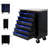 7 Movable Garage Workbench Cart - Black Blue, Construction, Key Lockable Compartments, Stainless Steel Countertops, 2 Brake Workshop Drawers, Included