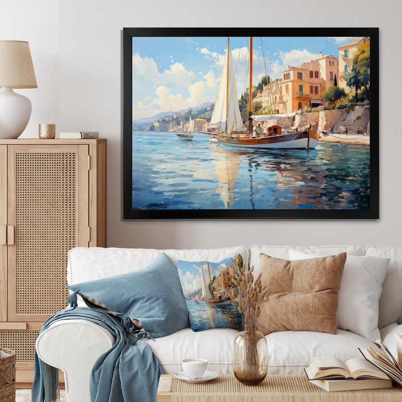 «Deltha French Sailing in Province», reproduction sur toile, H 30 po x l 40 po x P 1,5 po, Cadre simple noir