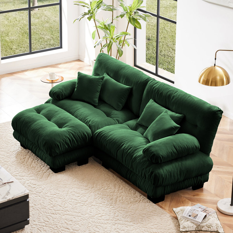 Canapé modulaire avec repose-pieds convertible Cloud, H 35,41 po x l 94,41 po x P 59,61 po, 3, Vert