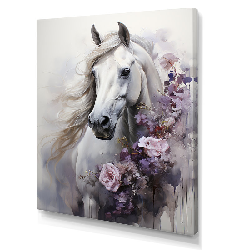 Majestic Flower Beauty Horse, Toile tendue, H 44 po x l 34 po x P 1,5 po