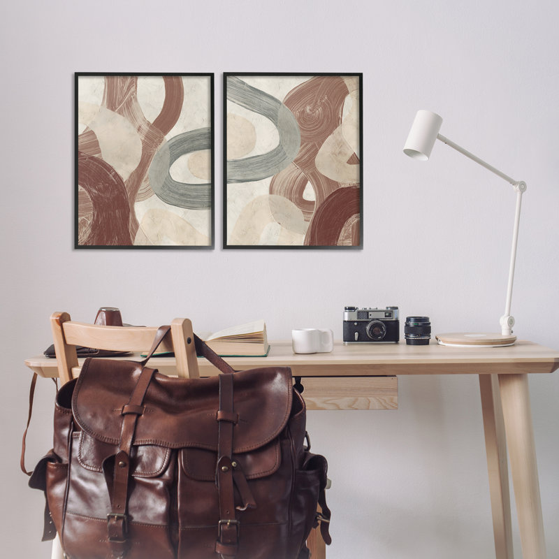 «Curvy Abstract Swirls», ensemble de 2 giclées encadrées par June Erica Vess, H 20 po x l 16 po, Giclée encadrée noir minuit