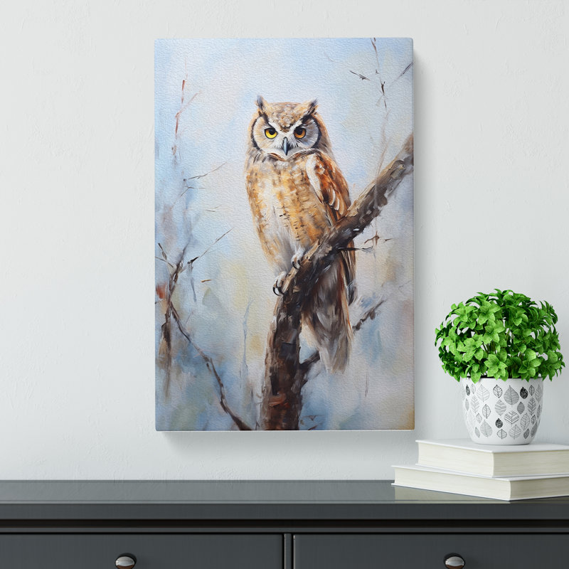 Owl Gestural - Wrapped Canvas, 76cm H x 50cm W x 3cm D