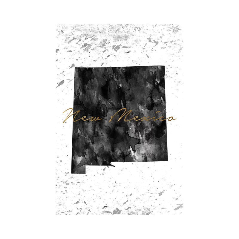 Nouveau-Mexique, noir et or blanc, H 18 po x l 12 po x 1,5 po, Nouveau-Mexique