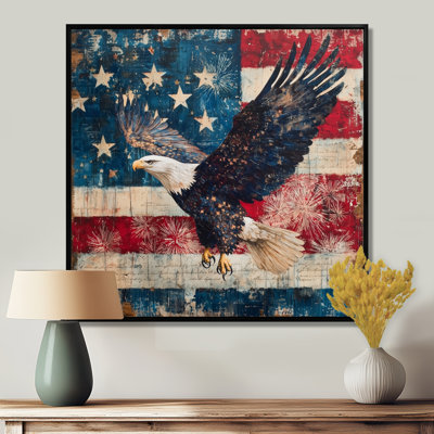 Patriotisme, aigle et drapeau des États-Unis, paysage V - aigle, art mural