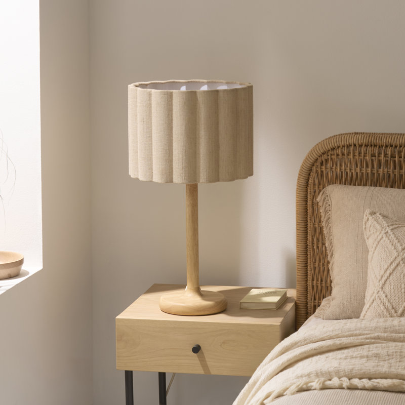 Solid Wood and Steel Standard Table Lamp