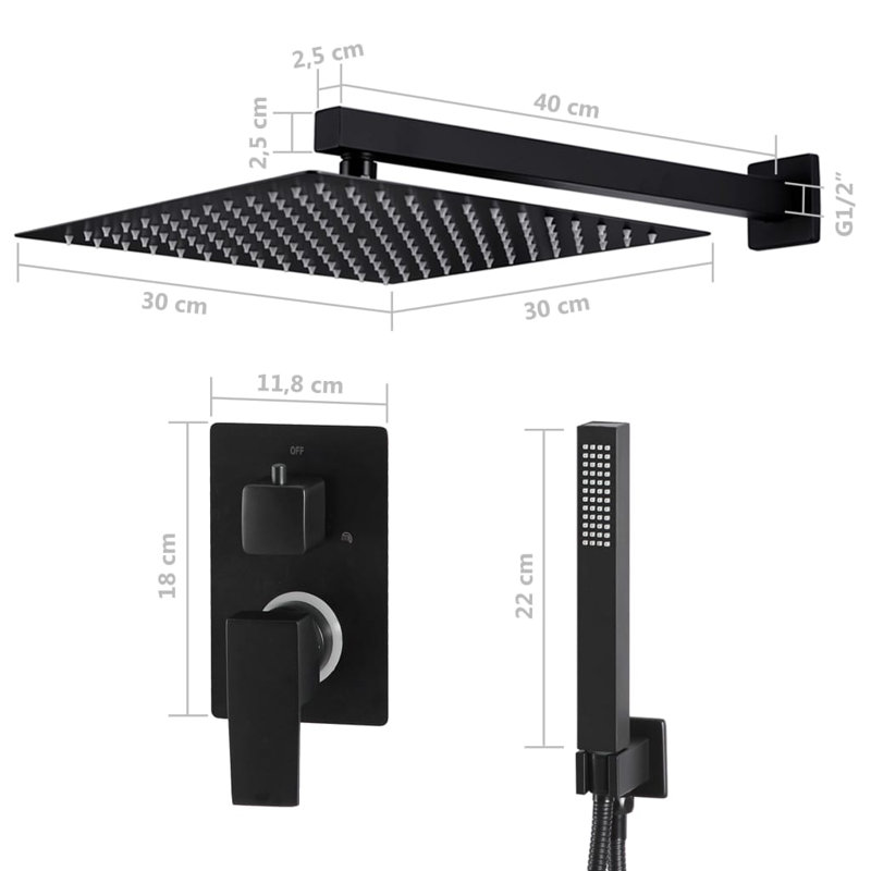 Carbon Rain Dual Shower Head, Matte Black