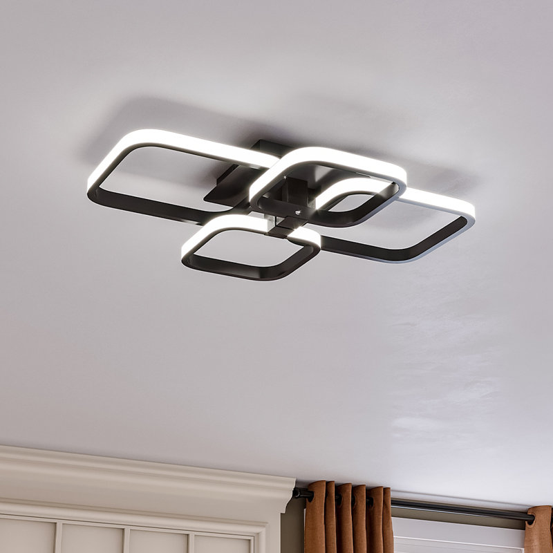 Ceiling Light 4-Light 60cm LED Semi Flush Mount Light, Black