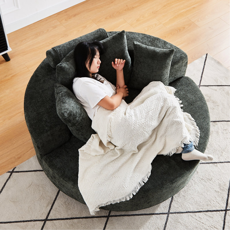 Fauteuil pivotant à 360 degrés Chenille, Vert