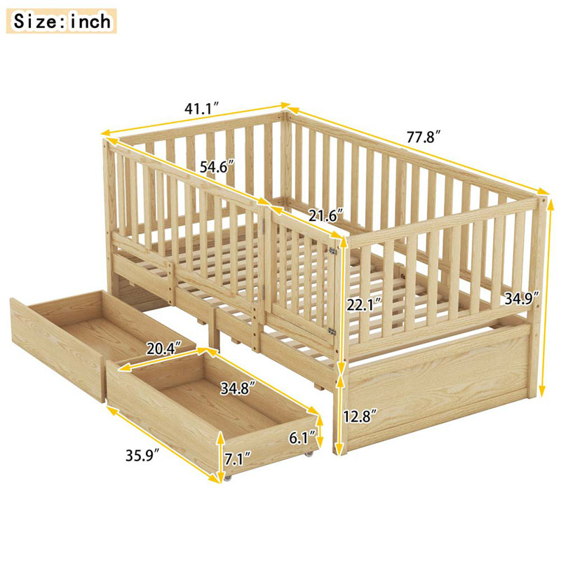 Solid Wood Daybed, Twin, Natural