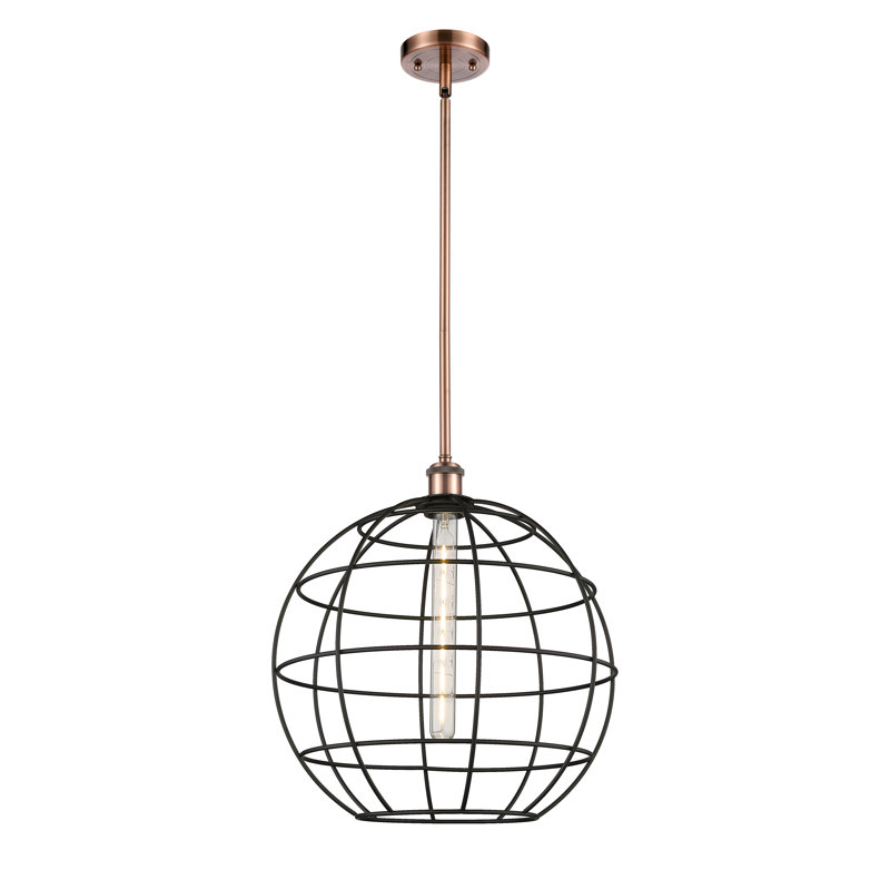 Luminaire suspendu à tige 1 lumière 16 po Ballston Lake Placid, H 17,5 po x l 16 po x P 16 po, Cuivre antique