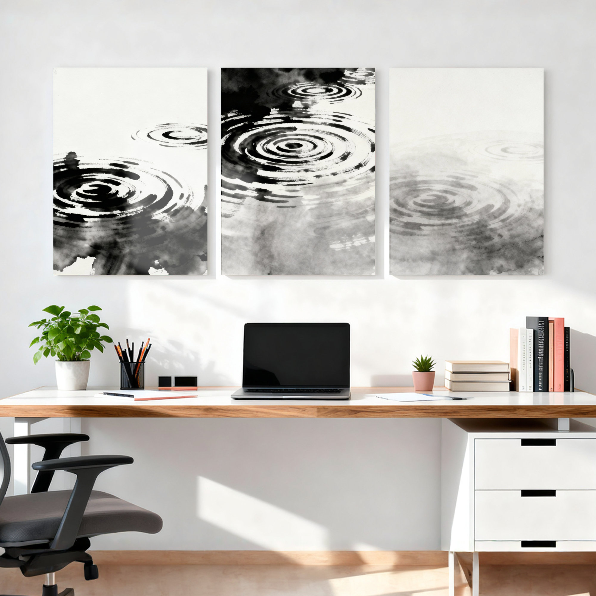 IUSU Water Ripple Ink Art Canvas Wrapped Wall Art, Abstract Painting ...